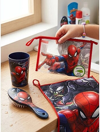 Neceser completo con vaso y toalla spiderman marvel