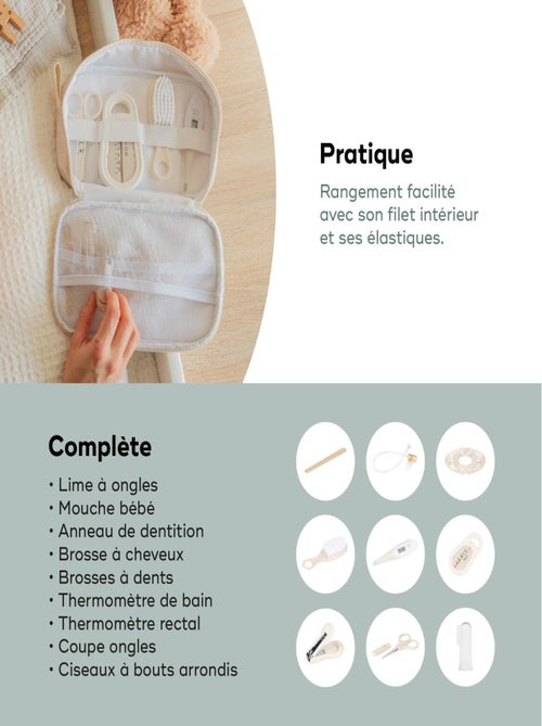 Neceser de cuidados para bebé compacto con 9 accesorios, color Arena 'Babymoov' - Kiabi Neceser de cuidados para bebé compacto con 9 accesorios, color Arena 'Babymoov' - Kiabi