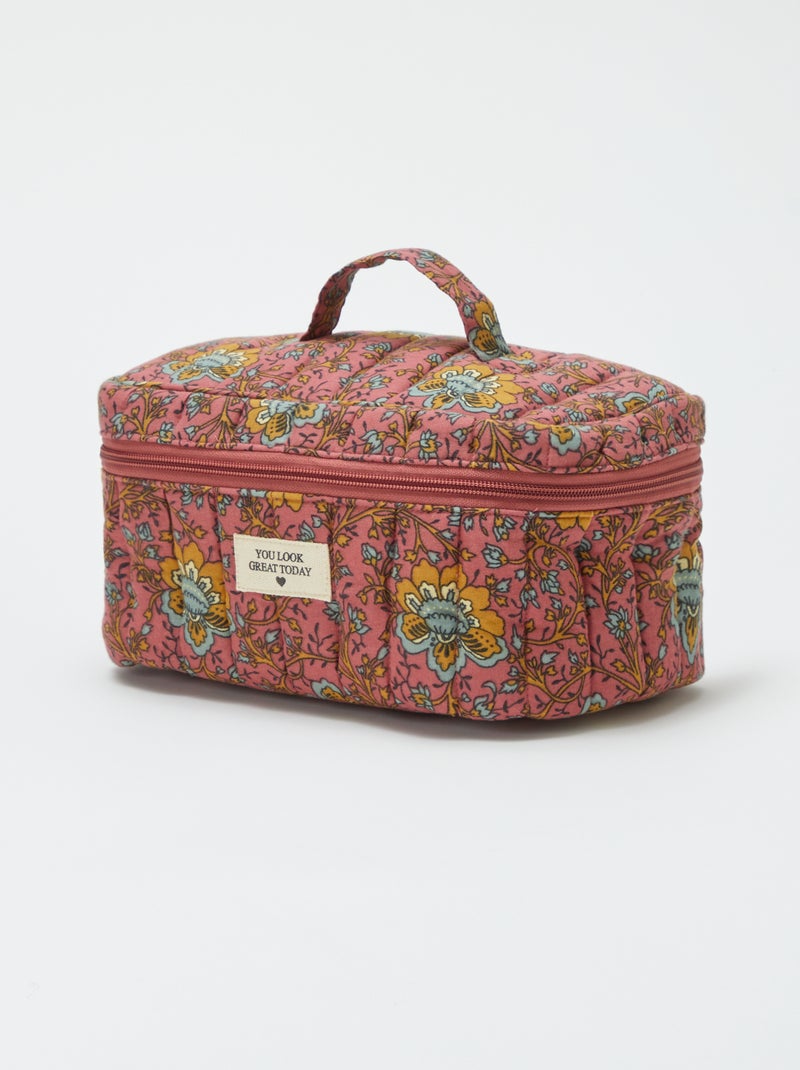 Neceser de gasa de algodón estampado ROSA - Kiabi