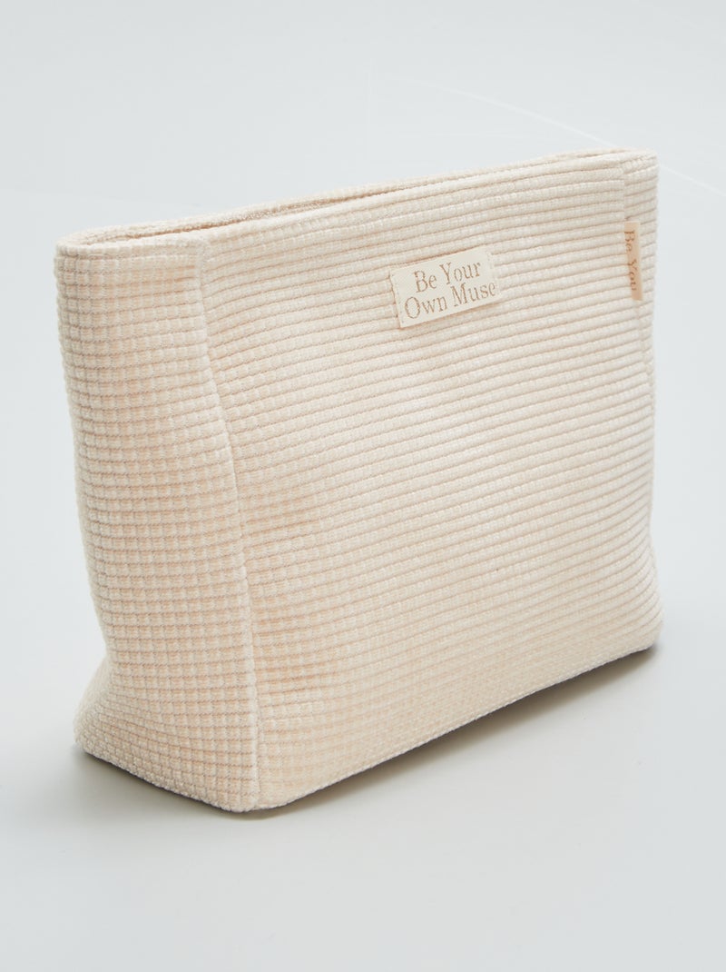 Neceser de pana cuadrado BEIGE - Kiabi