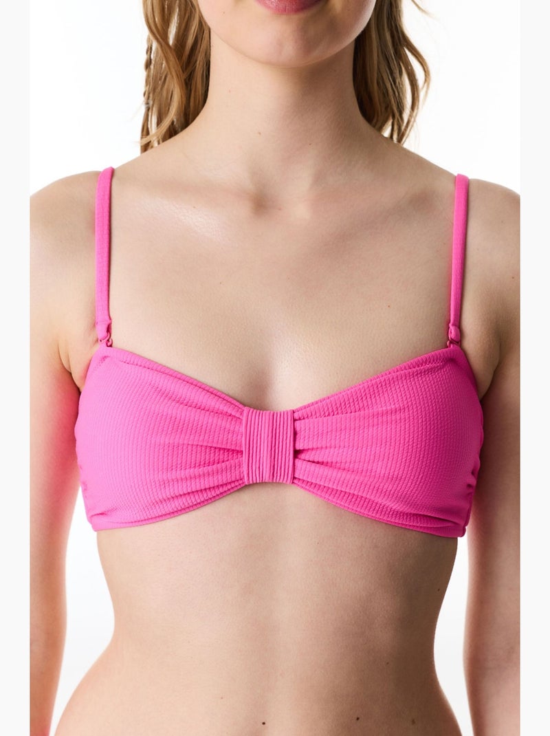 Nena brillante top de bikini sin tirantes con textura de nudo penti Rosa fluo/Solinotes - Kiabi