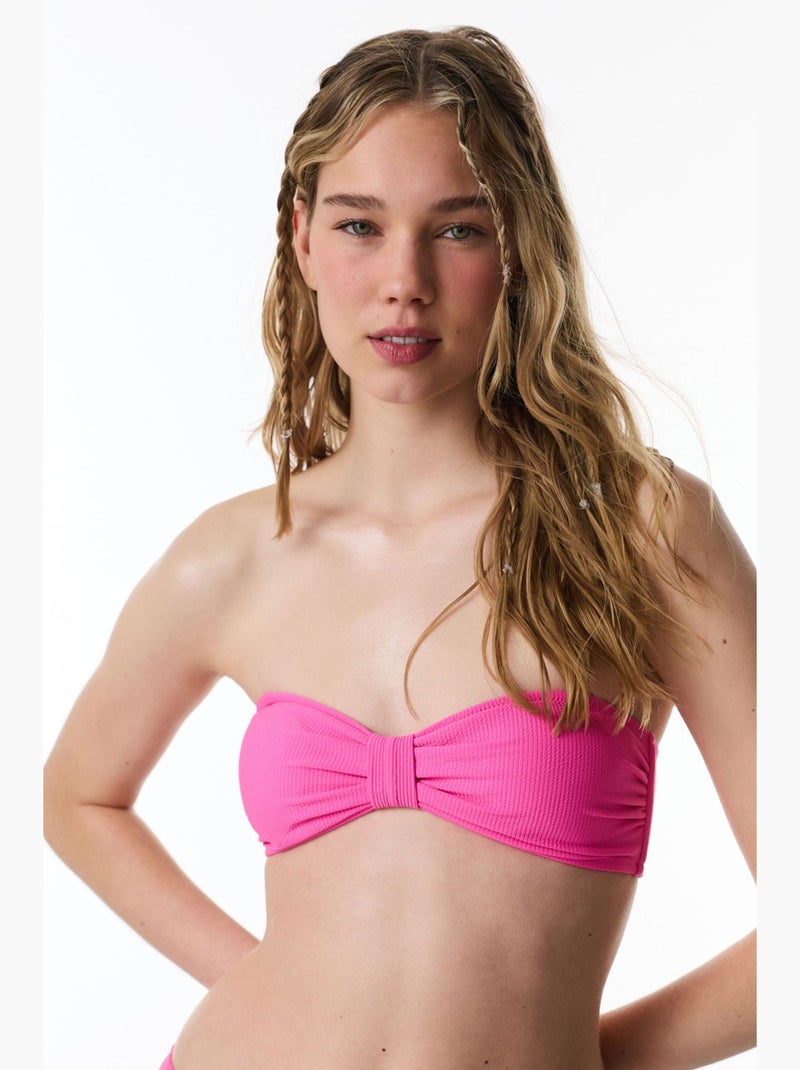 Nena brillante top de bikini sin tirantes con textura de nudo penti Rosa fluo/Solinotes - Kiabi