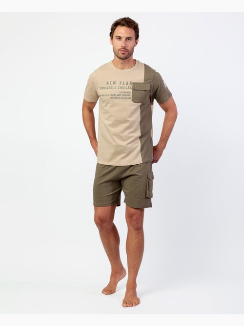 NEW PLAN Pijama Manga Corta Piezas Evergreen para Hombre - Kiabi NEW PLAN Pijama Manga Corta Piezas Evergreen para Hombre - Kiabi