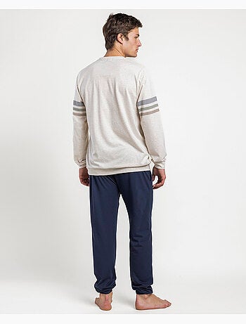 NEW PLAN Pijama Manga Larga Beige Planetary para Hombre