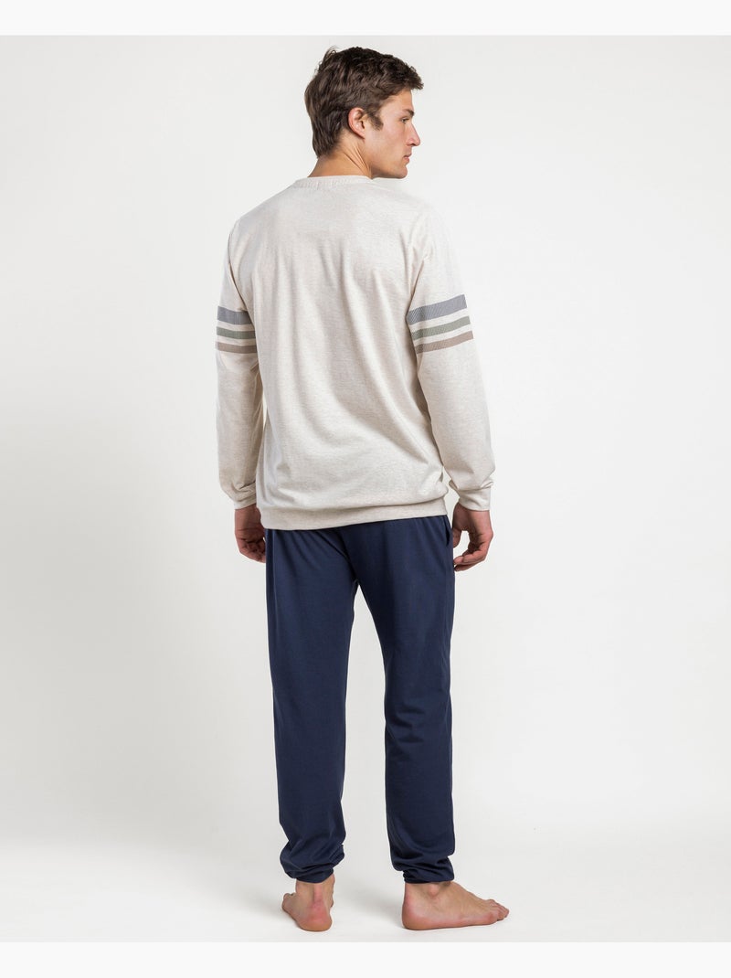 NEW PLAN Pijama Manga Larga Beige Planetary para Hombre Beige - Kiabi