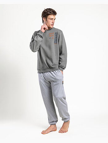 NEW PLAN Pijama Manga Larga Felpa Recycle para Hombre