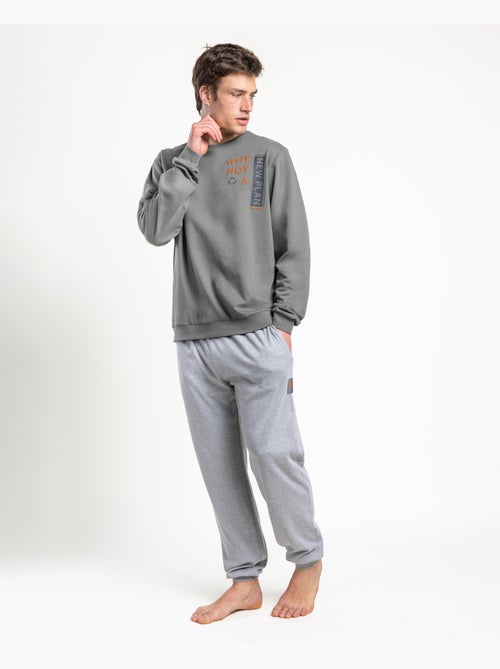 NEW PLAN Pijama Manga Larga Felpa Recycle para Hombre - Kiabi
