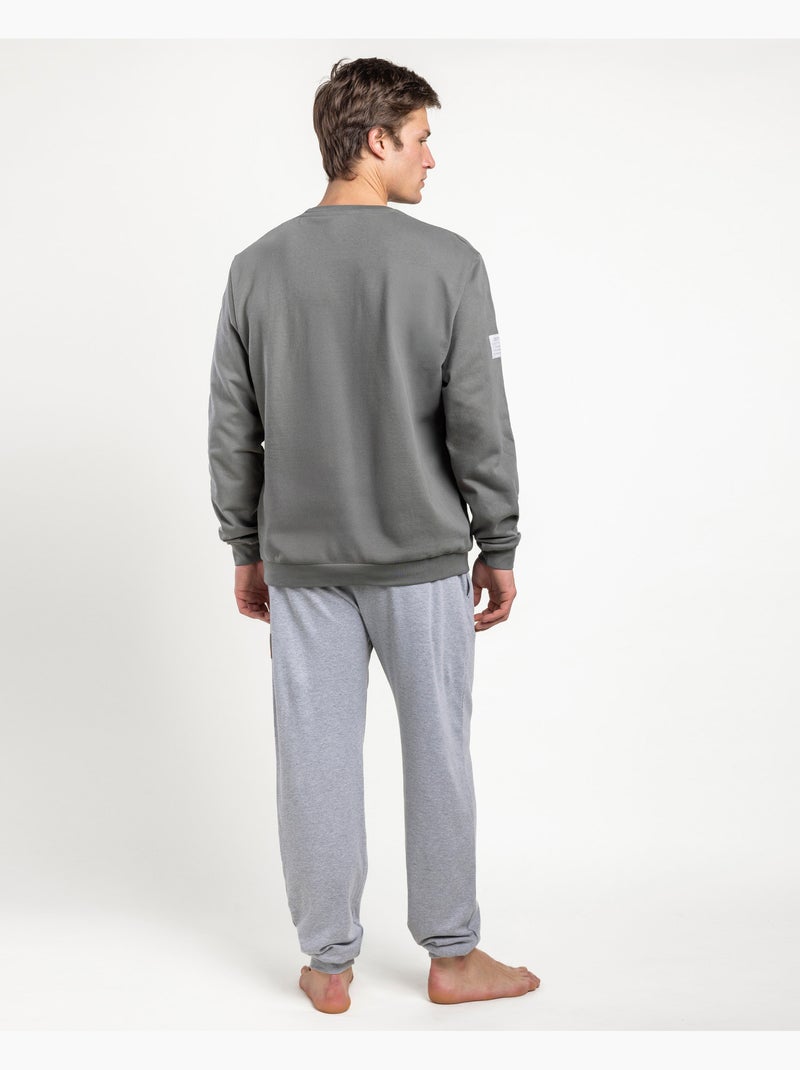 NEW PLAN Pijama Manga Larga Felpa Recycle para Hombre Caqui - Kiabi