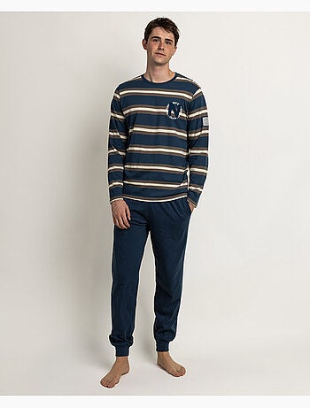 NEW PLAN Pijama Manga Larga Rayas Terrain para Hombre