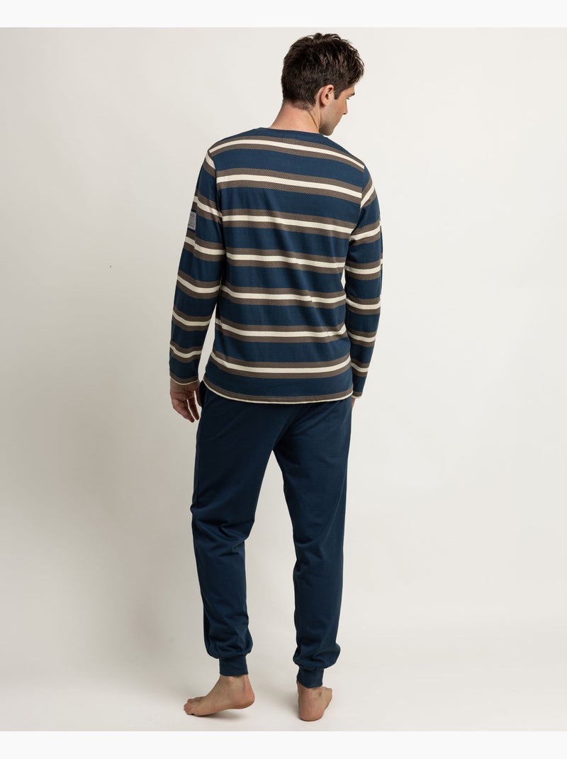 NEW PLAN Pijama Manga Larga Rayas Terrain para Hombre Azul - Kiabi