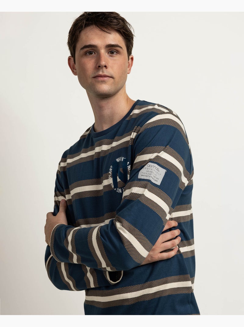 NEW PLAN Pijama Manga Larga Rayas Terrain para Hombre Azul - Kiabi