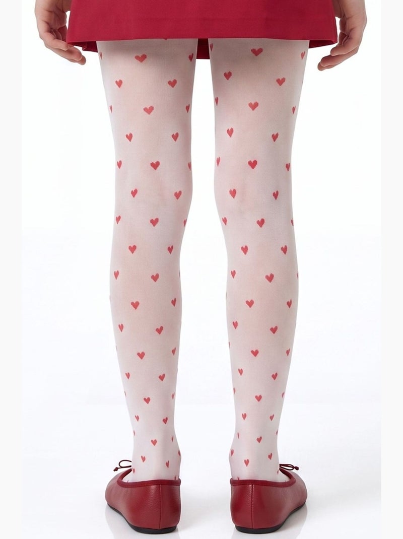 Niña little heart leotardo con estampado de corazones penti Blanco Rojo - Kiabi