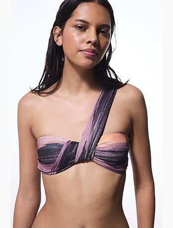Nixie top de bikini de un hombro a rayas penti