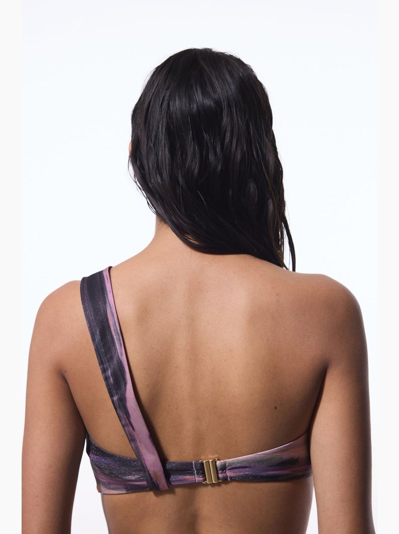 Nixie top de bikini de un hombro a rayas penti Malva - Kiabi