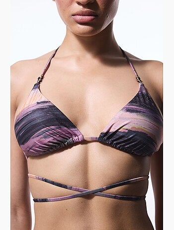 Nixie top de bikini triangular a rayas con hebilla penti