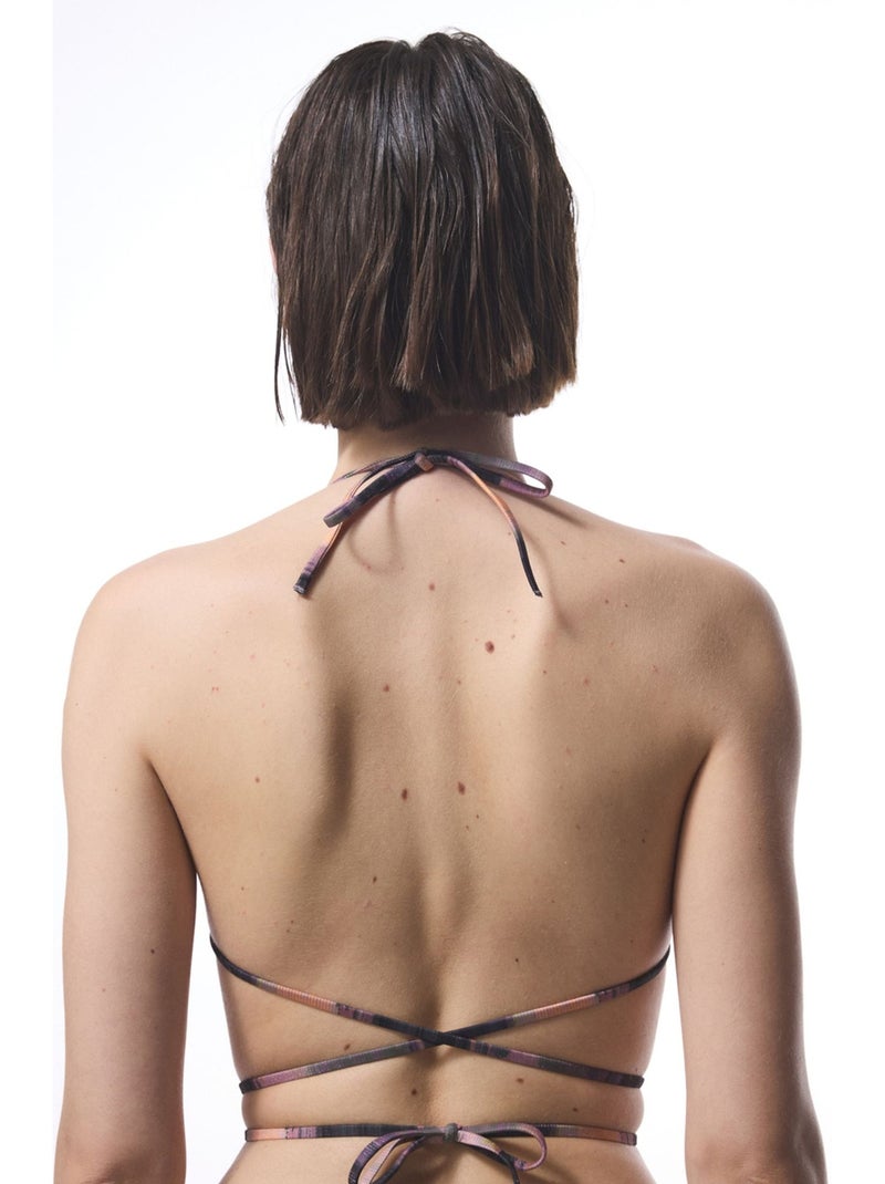 Nixie top de bikini triangular a rayas con hebilla penti Negro Malva - Kiabi