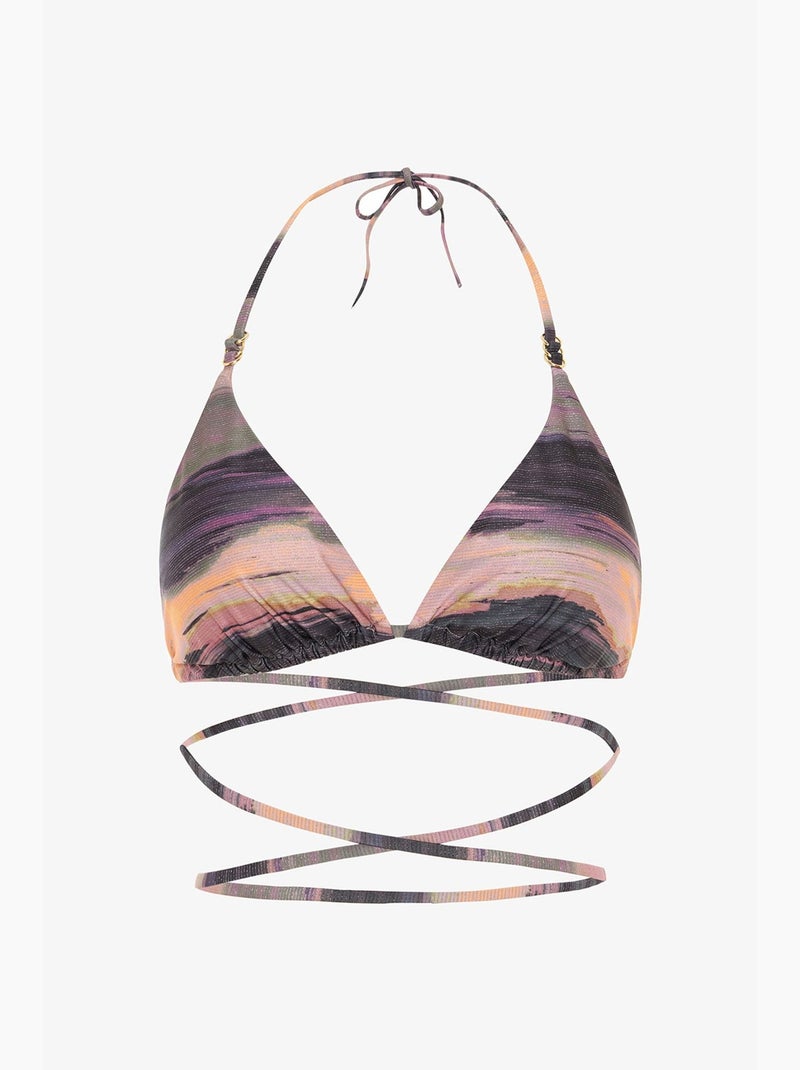 Nixie top de bikini triangular a rayas con hebilla penti Negro Malva - Kiabi