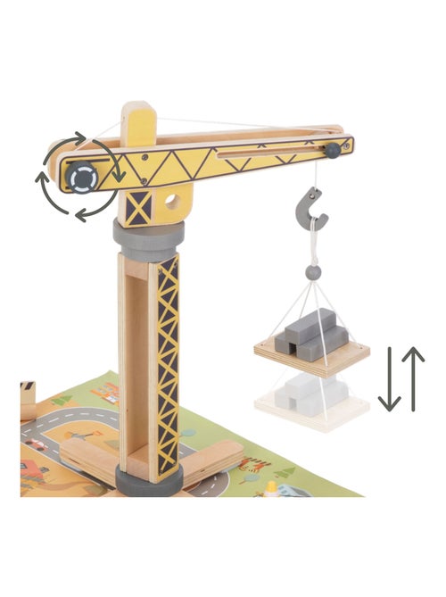 Obra de construcción madera grúa y vehículos Mamabrum - Kiabi
