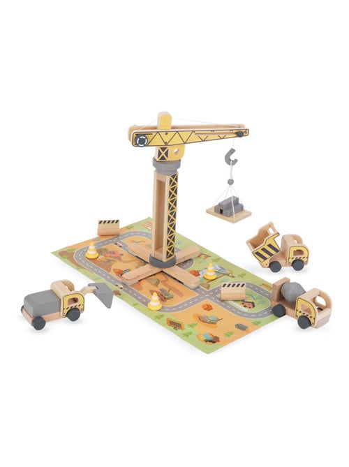 Obra de construcción madera grúa y vehículos Mamabrum - Kiabi