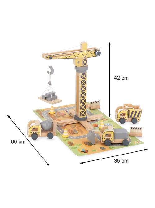 Obra de construcción madera grúa y vehículos Mamabrum - Kiabi