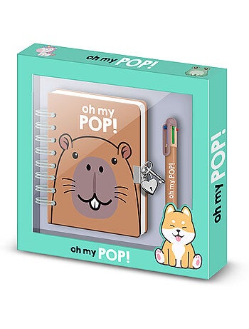 Oh my pop capybara pack de diario a5 + bolígrafo de 6 colores, multicolor