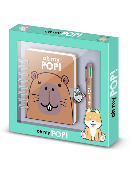 Oh My Pop Capybara Pack de Diario A5 + Bolígrafo de 6 Colores, Multicolor - Kiabi Oh My Pop Capybara Pack de Diario A5 + Bolígrafo de 6 Colores, Multicolor - Kiabi