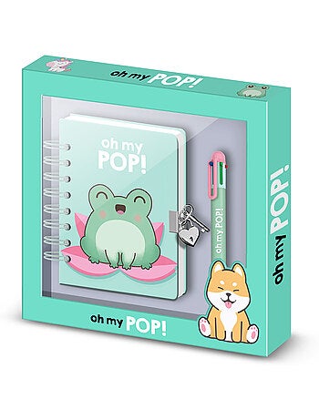 Oh my pop froggy pack de diario a5 + bolígrafo de 6 colores, turquesa