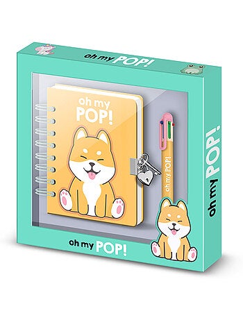 Oh my pop shiba pack de diario a5 + bolígrafo de 6 colores, multicolor