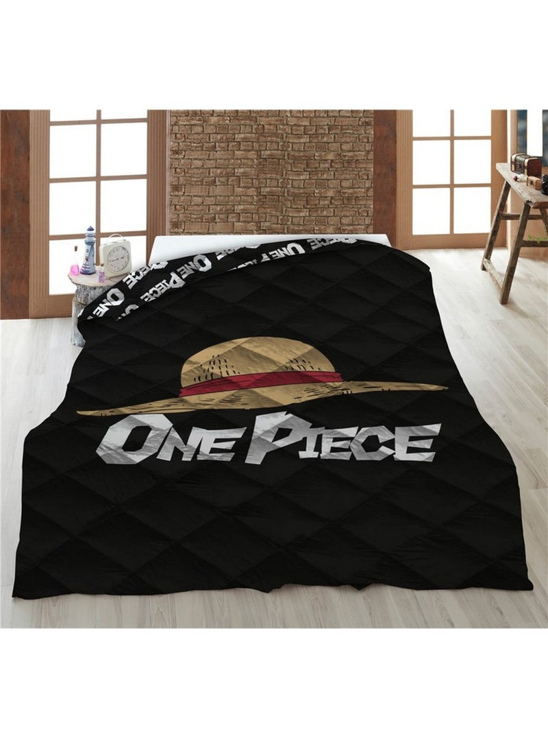 One Piece, edredón infantil estampado reversible, Sombrero de Paja Negro Negro - Kiabi