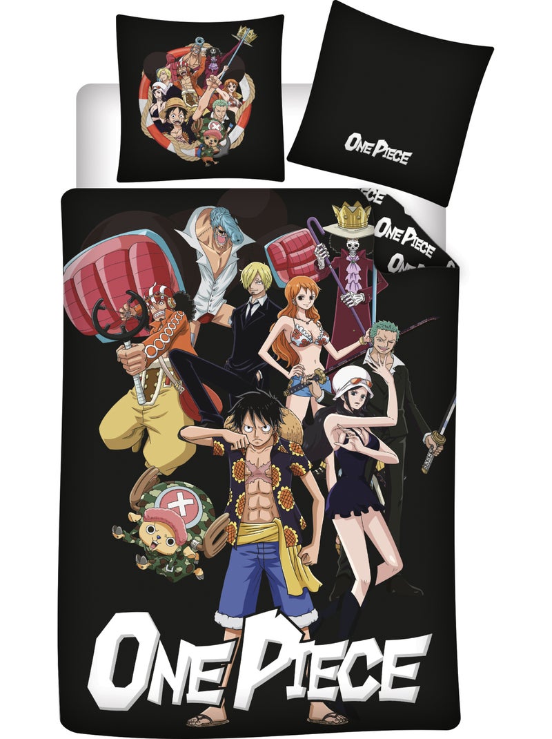 One piece funda nordica 140x200 cm + funda 63x63 gris antracita Negro Burdeos - Kiabi
