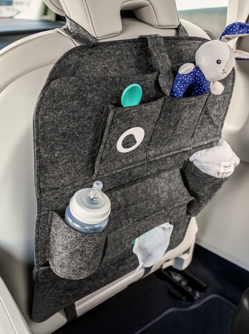 Organizador de asiento de coche 2 en 1 - LIONELO - 7 bolsillos de diferentes tamaños Blanco Gris - Kiabi