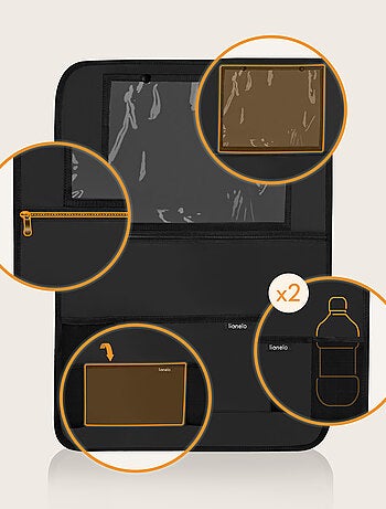 Organizador de asiento de coche 2 en 1 LIONELO - Bolsillo transparente - 5 bolsillos de diferentes t