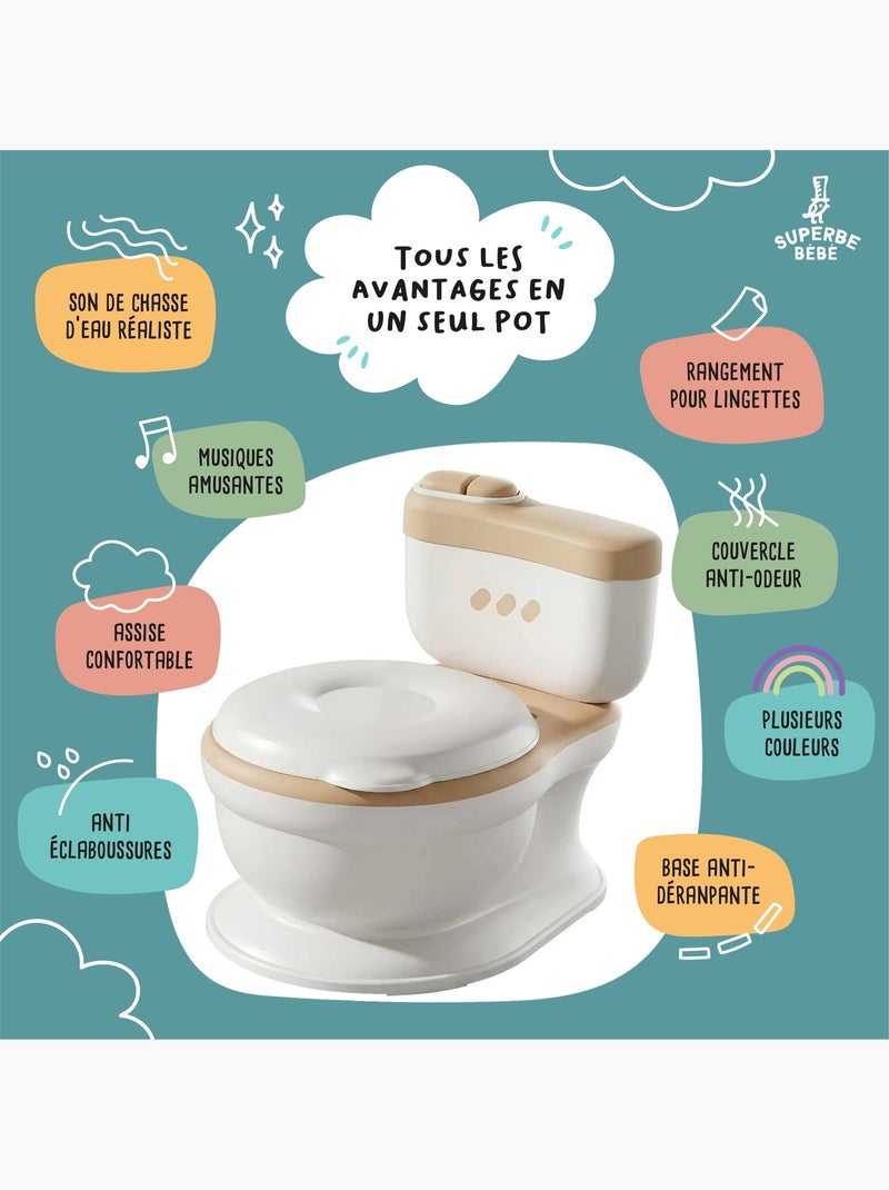 Orinal realista para aprender a ir al baño, con sonido | SUPERBE BEBE Marrón - Kiabi