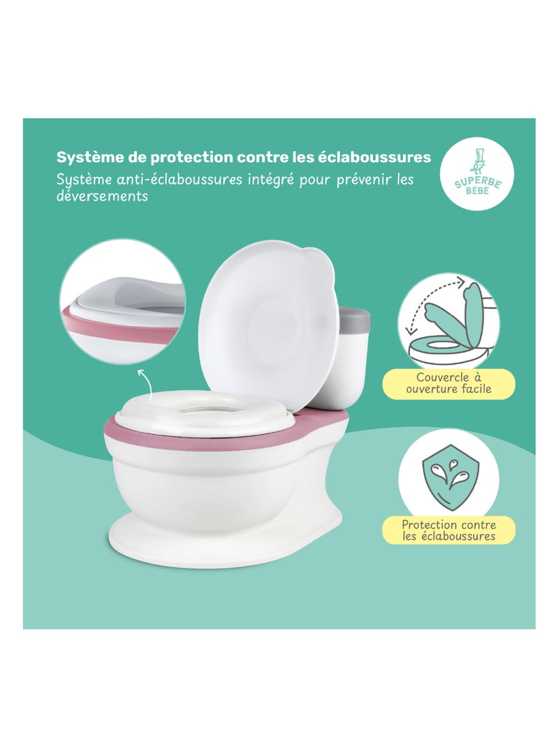 Orinal realista para aprender a ir al baño, con sonido | SUPERBE BEBE Rosa - Kiabi