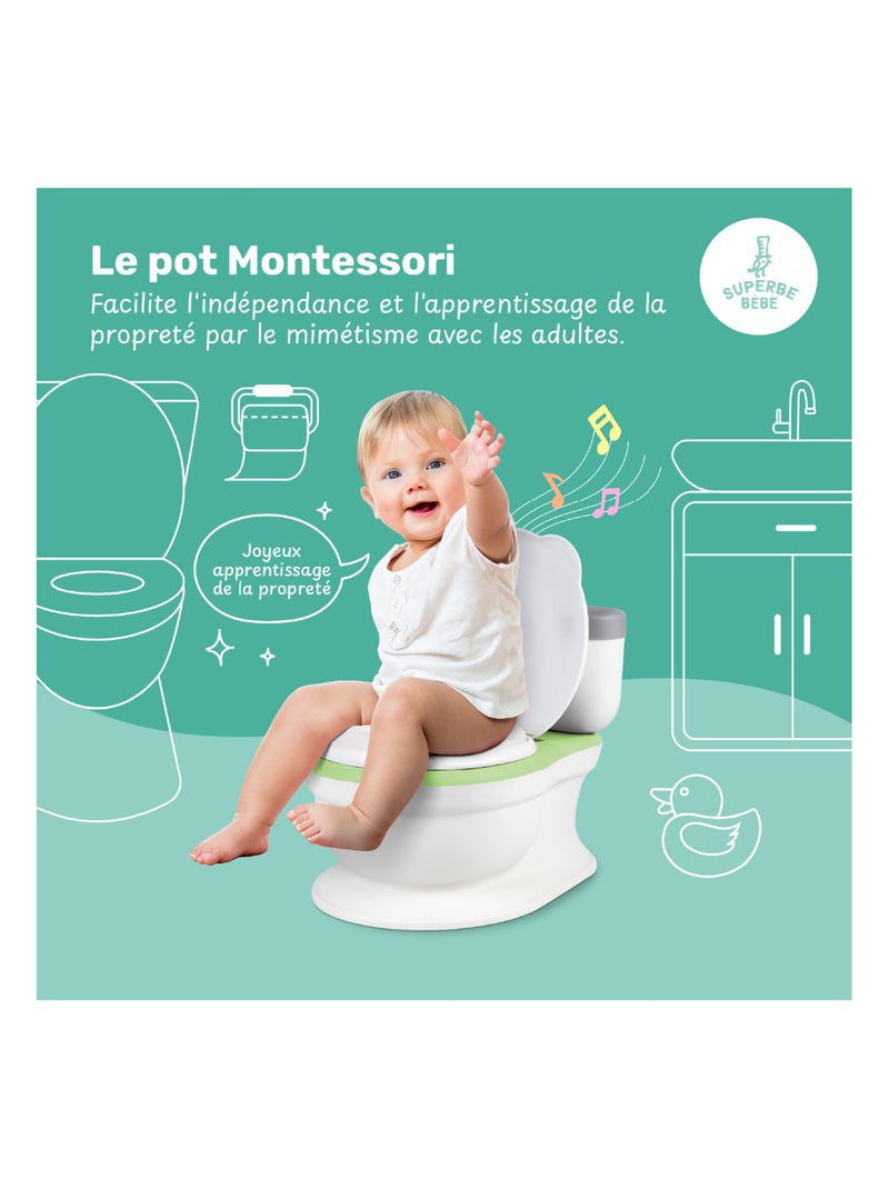 Orinal realista para aprender a ir al baño, con sonido | SUPERBE BEBE Verde - Kiabi