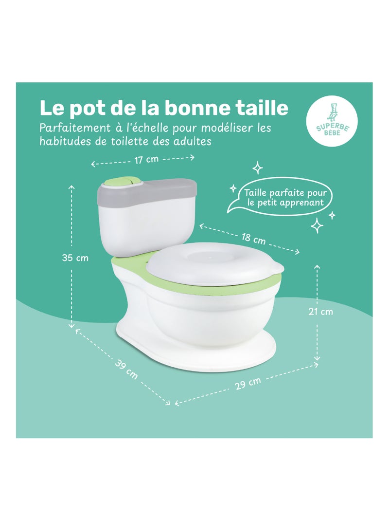 Orinal realista para aprender a ir al baño, con sonido | SUPERBE BEBE Verde - Kiabi