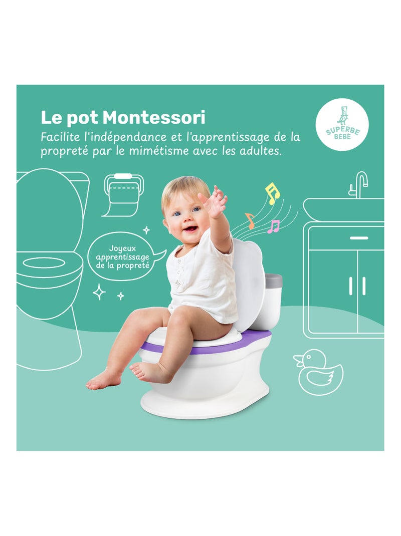 Orinal realista para aprender a ir al baño, con sonido | SUPERBE BEBE Violeta - Kiabi