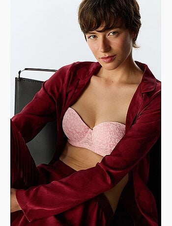 Orquidea conjunto de pijama de satén floral con camisa y pantalón, manga larga penti