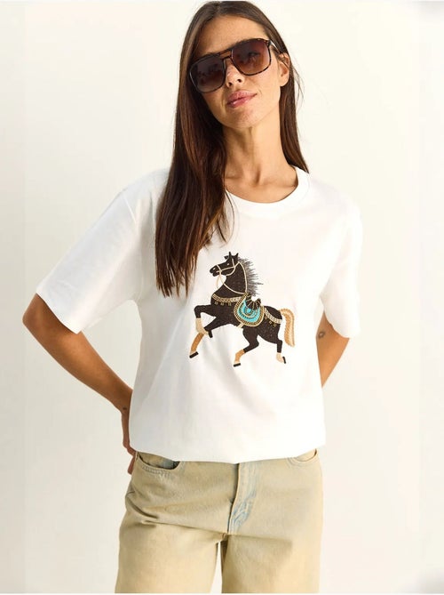 Oversized embroidered sequin t-shirt lucci - Kiabi