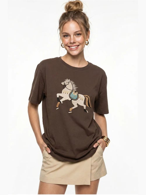 Oversized embroidered sequin t-shirt lucci - Kiabi