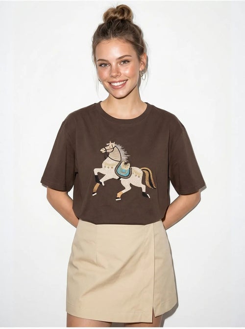 Oversized embroidered sequin t-shirt lucci - Kiabi