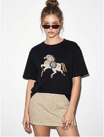 Oversized embroidered sequin t-shirt lucci