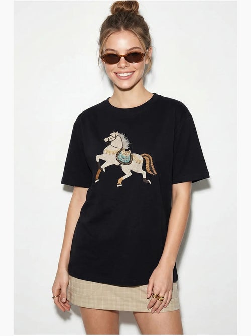 Oversized embroidered sequin t-shirt lucci - Kiabi