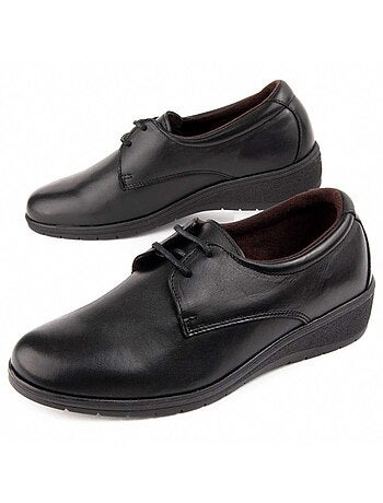 Oxford De Piel Con Cuña Para Mujer. Purapiel Anilav