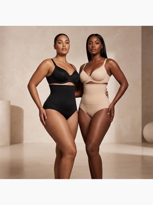 OZABI Braguitas moldeadoras para mujer, de cintura alta, pack de 2, negro y color piel - Kiabi