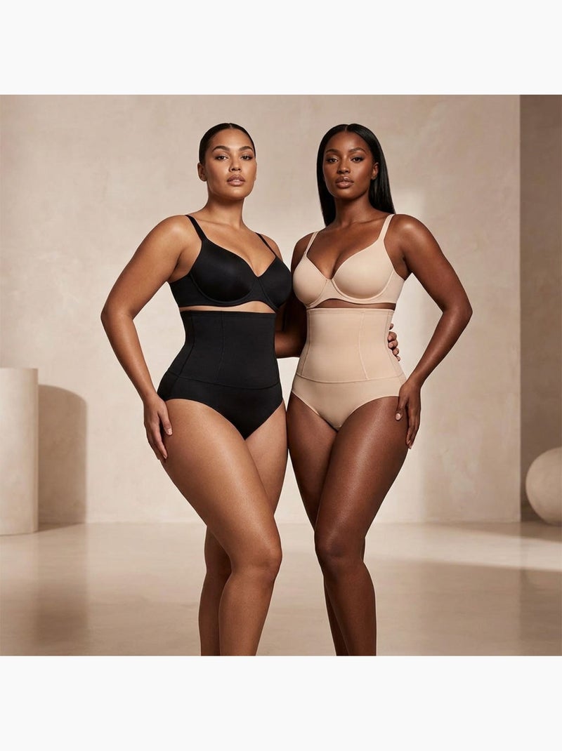 OZABI Braguitas moldeadoras para mujer, de cintura alta, pack de 2, negro y color piel Beige/Negro - Kiabi