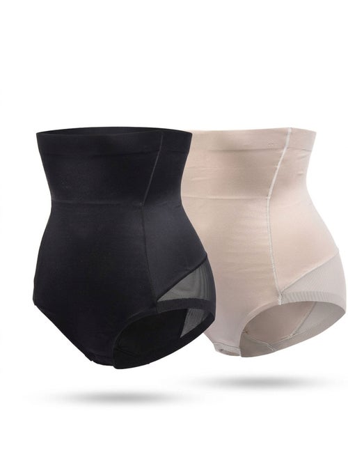 OZABI Braguitas moldeadoras para mujer, de cintura alta, pack de 2, negro y color piel - Kiabi