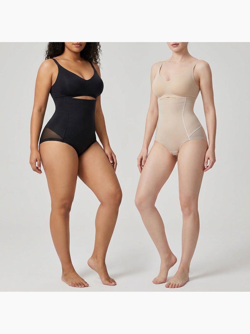 OZABI Braguitas moldeadoras para mujer, de cintura alta, pack de 2, negro y color piel Negro Beige - Kiabi