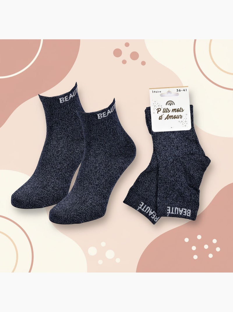 OZABI Calcetines de mujer con lentejuelas Calcetines cortos Azul marino - Kiabi