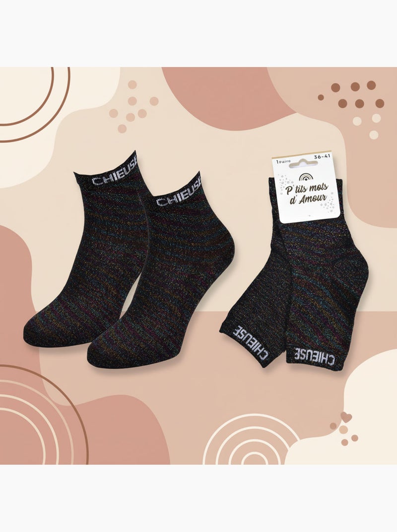OZABI Calcetines de mujer con lentejuelas Calcetines cortos Negro - Kiabi